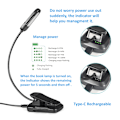 Miniatyrbilde 3 av 5: Leselys 9 LED Klipslampe USB Oppladbar 9 Lysstyrke