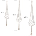 Miniatyrbild 4 av 5: 3-pack Växtupphängning Inomhus Hängande Planteringskärl för Växthållare med 3 Krokar, Olika Storlekar för Boho Heminredning, Elfenben (KRUKOR INGÅR EJ)