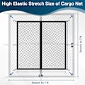 Miniatyrbilde 2 av 5: Lastenett for pickup lasteplan, høyelastisk lastenett med finmasket netting og 8 metallkroker, strekker seg fra 1,2 m × 1,2 m til 2,1 m × 2,1 m, ideelt for de fleste kjøretøy og båter