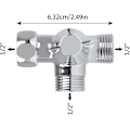 Miniatyrbillede 3 af 5: Solid Messing 3-Vejs Ventil, 3-Vejs Aflederventilkontakt, 3-Vejs Bruseraflederventil, G1/2\" Adapter 3-Vejs Ventil til Bruser, Håndbruser og Aflederarmbrusere