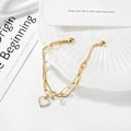 Miniatyrbilde 3 av 5: Armbånd for kvinner, rustfritt stål, med hjerteformet anheng