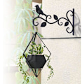 Miniatyrbillede 3 af 5: Pakke med udendørs hængekurvbeslag, 12 tommer dekorative metalkroge til hængende planter, fuglefoderautomater, lanterner (3 blade), sort, 30 cm B x 19 cm H