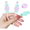 Miniatyrbillede 1 af 5: 2 stk. Søde Kabelbeskyttere til iPhone Type-c Oplader, 2 i 1 Sød Silikon Data Kabelbeskytter Kawaii 3D Slik Design, Opladningskabelbeskytter, Kabel Ch