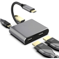 Miniatyrbilde 1 av 4: 4-i-1 USB-adapter, Type-C til dobbel HDMI, USB3.1 Dokkingsstasjon H
