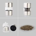 Miniatyrbillede 3 af 5: (2-pak) Premium salt- og peberkværnsæt - Krydderikværn med børstet rustfrit stål, små bærbare keramiske salt- og peberbøsser