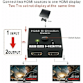 Miniatyrbilde 3 av 5: HDMI-bryter, tosidig 4K HDMI-splitteradapter 2 inn 1 ut