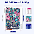 Miniatyrbild 2 av 5: Fleurs Diamantmålning Kit för Nybörjare,Fleurs Diamantkonst Kit 30x40cm(Välkommen),5D DIY Diamantmålning Kit Blommor Konst Hantverk för Heminredning