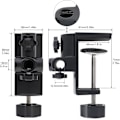 Miniatyrbilde 2 av 5: Skrivebordslampe Klemme, 1/2 tommer 4 Hull Metall Bordmontering Klemme, Universal C-Klemme for Forstørringslys/Mikrofon/Boom Saksarm, Passer opptil 2-1/2 tommer