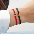 Miniatyrbilde 3 av 5: Sett med 2 fargerike hjerteperle-matchende armbånd for par og vennskap Pinky Promise Hjerte flettet lærtau armbånd håndledd justerbart armbånd