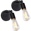 Miniatyrbillede 1 af 5: 2 stk. Sort (uden pære) Metal Vægskinne E27 Lampe Justerbar Di