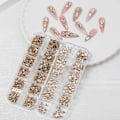 Miniatyrbillede 4 af 5: Negle Rhinestones - 3100 stk 3D Multi Form Størrelse Krystal, Champagne Guld Negle Sten, Flade Bagside, med Kit, til Neglekunst, DIY Dekorationer