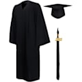 Miniatyrbillede 1 af 5: XL Voksen Graduation Gown og Graduation Cap 2023 Sort Unisex Gra