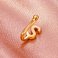 Miniatyrbild 4 av 5: Kristall Initial Näsring Guld Falsk Septum Näsringar Koppar Inlagd Zirkon Bokstav S Näsmanschett Litet Alfabet U-format Clip On Näsring Böjbar Non Pi