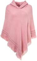 Snygg Varm Virkad Huvad Poncho Cape (Rosa) för Höst Vinter Kvinnor