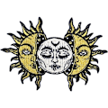 Miniatyrbillede 3 af 4: 2 stk. Sol og Måne Patch Broderet Biker Applikation Jern-På Sy-På Emblem
