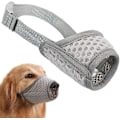Miniatyrbillede 1 af 5: Hundemundkurv Blød Mesh Mundkurv (Grå, XL) - Justerbar Åndbar Hundemundkurv