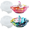 Miniatyrbillede 1 af 5: 2 stk. Smykkeskrin Form Silikone Blomster Ringholder Resin Form Unik Epoxy Resin Støbeform 3D Skål Æske Smykkeholder Irregulær Bakke Resin Con