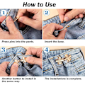 Miniatyrbild 4 av 5: 22 Delar Byxmidja Åtdragare, Inga Sömmar och Inga Verktyg Löstagbara Knappnålar för Jeans, Knapp för Jeans för Att Göra Åtdragningen Enklare, Justerbar Midjebandsåtdragare