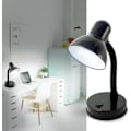 Miniatyrbillede 2 af 4: Klemmelampe, E27 Pærebase, LED Kompatibel, Fleksibel Arm, med Kabel og Afbryder. Metal. Til Børneværelse, Skrivebord, Natbord, Sengelampe, Sort