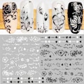 Miniatyrbild 4 av 5: Blommor Nagelstickers Nagelkonst 10 Ark Självhäftande Nagelstick
