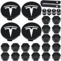 Miniatyrbilde 1 av 5: 4 stk Aero Hjuldekselsett for Tesla Hjulnav Sentermutterdeksler for