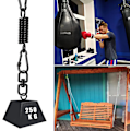 Miniatyrbilde 5 av 5: Svingfjær for Hengekøye, Hengekøye med 2 Karabiner og 360° Svingbare Kroker, Karabiner, Bæreevne opptil 250 kg, Hengefjær for Hengekøye