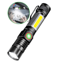 Miniatyrbillede 1 af 5: USB Genopladelig LED Lommelygte, COB Super Lys Vandafvisende Lommelygte