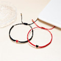 Miniatyrbilde 4 av 5: Sett med 2 fargerike hjerteperle-matchende armbånd for par og vennskap Pinky Promise Hjerte flettet lærtau armbånd håndledd justerbart armbånd