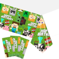 Miniatyrbillede 1 af 5: 3 stk Engangs PE Dug Plastik Dug Pixel World Bord Atmosfære Arrangement Dug Party Dekoration