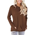 Miniatyrbild 1 av 4: Dam tröjor höst pullover tröjor casual lös passform tunika topp bekväm söt sweatshirts långärmad crewneck t-shirts m7 brown Large