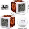 Miniatyrbild 2 av 8: LED-väckarklocka, orange Buerfly-tryck flerfärgad väckarklocka geometrisk väckarklocka sovrumsväckarklocka tyst väckarklocka vit vit