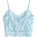 Miniatyrbilde 2 av 5: Kvinners Casual Blonder Heklet Spaghetti Stropp Glidelås Opp Cami Crop Top Camisole