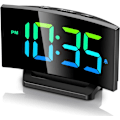 Miniatyrbild 1 av 7: Digital väckarklocka för sovrum, digital klocka med modern kurva, iögonfallande 6 färger RGB-display, 5 nivåer ljusstyrka+av, 2 volymer, 3 larm X-dynamisk