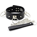 Miniatyrbillede 1 af 5: Halsbånd Choker med snor, Punk blødt læder justerbar Choker, O-ring hals