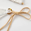 Miniatyrbild 5 av 5: Kvinnors Triangel String Bikini Ribbad O Ring Tie Side Tvådelad Baddräkt