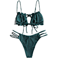 Miniatyrbillede 3 af 5: Kvinde Binde Udskæring Nøglehul Cami String Bikini Sæt Todelt Badetøj
