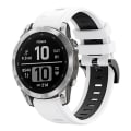 Miniatyrbillede 1 af 5: Til Garmin Fenix 7 22mm To-farvet Sports Silikonurrem TYD White-Black