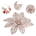 Miniatyrbilde 3 av 5: 24 stk Glitter Poinsettia Julepynt Juleblomster Dekor