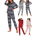 Miniatyrbild 2 av 4: Kvinnors julpyjamas, långärmad pyjamas set, tvådelad sovkläder,