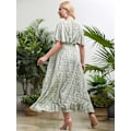 Miniatyrbillede 2 af 3: Plus Size Blomstermønstret V-hals Ruffle Wrap Bæltet Aline Kjole til Kvinder