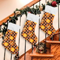 Miniatyrbillede 4 af 7: Jule-Strømpe, Personlige Jule-Strømper 2-pak Halloween Græskar Orange Buffalo Plaid 45,7 cm Jule-Strømper Hængende Ornament Pejs