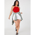 Miniatyrbillede 5 af 5: Plus Size Halterneck-top med tætsiddende cami til kvinder