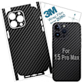 Miniatyrbild 1 av 5: iPhone 15 Pro Max Skin Wrap 3M Film Skyddsfilm för Sidor och Baksida (Kolfiber) Kolfiber
