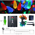 Miniatyrbilde 6 av 6: Solcelledrevne julelys, 50 LED 8 moduser C6 jordbær flerfargede lysstrenger, vanntette, oppladbare utendørs hagefe-lys for