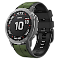 Miniatyrbillede 1 af 5: For Garmin Fenix 7x lodrette striber to-farvet silikone urrem LUL Army Green Black
