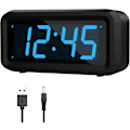 Miniatyrbild 1 av 7: Väckarklocka, sladdansluten/batteridriven, uppgraderad större knapp, 1,2-tums LED-siffervisning, justerbar LED-ljusstyrka, 12H/24H, blå LED-display