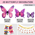 Miniatyrbillede 4 af 5: 48 Lysende 3D Sommerfugl Vægdekorationer - Glow in The Dark Stickers til