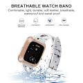 Miniatyrbild 4 av 5: För Fitbit Versa 2 Läder Mellanöppning Klockarmband IDZ White Ash Flower