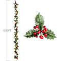 Miniatyrbilde 3 av 5: 6FT Rød Bær Julekrans, Fleksibel Kunstig Bærkrans for Innendørs