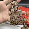 Miniatyrbillede 5 af 5: Akryl Geometrisk Vedhæng Halskæde Lang Statement Perlehalskæde Leopard